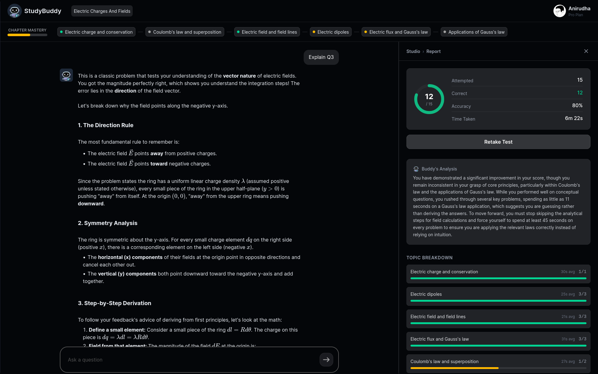 Test Report Panel and Chat